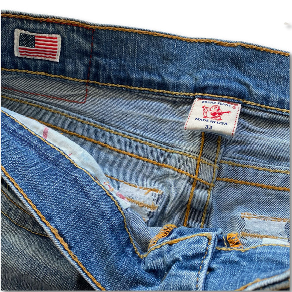 True Religion Ricky Men's Denim Jeans 33 Medium Wash Front Fade EUC - Picture 12 of 12